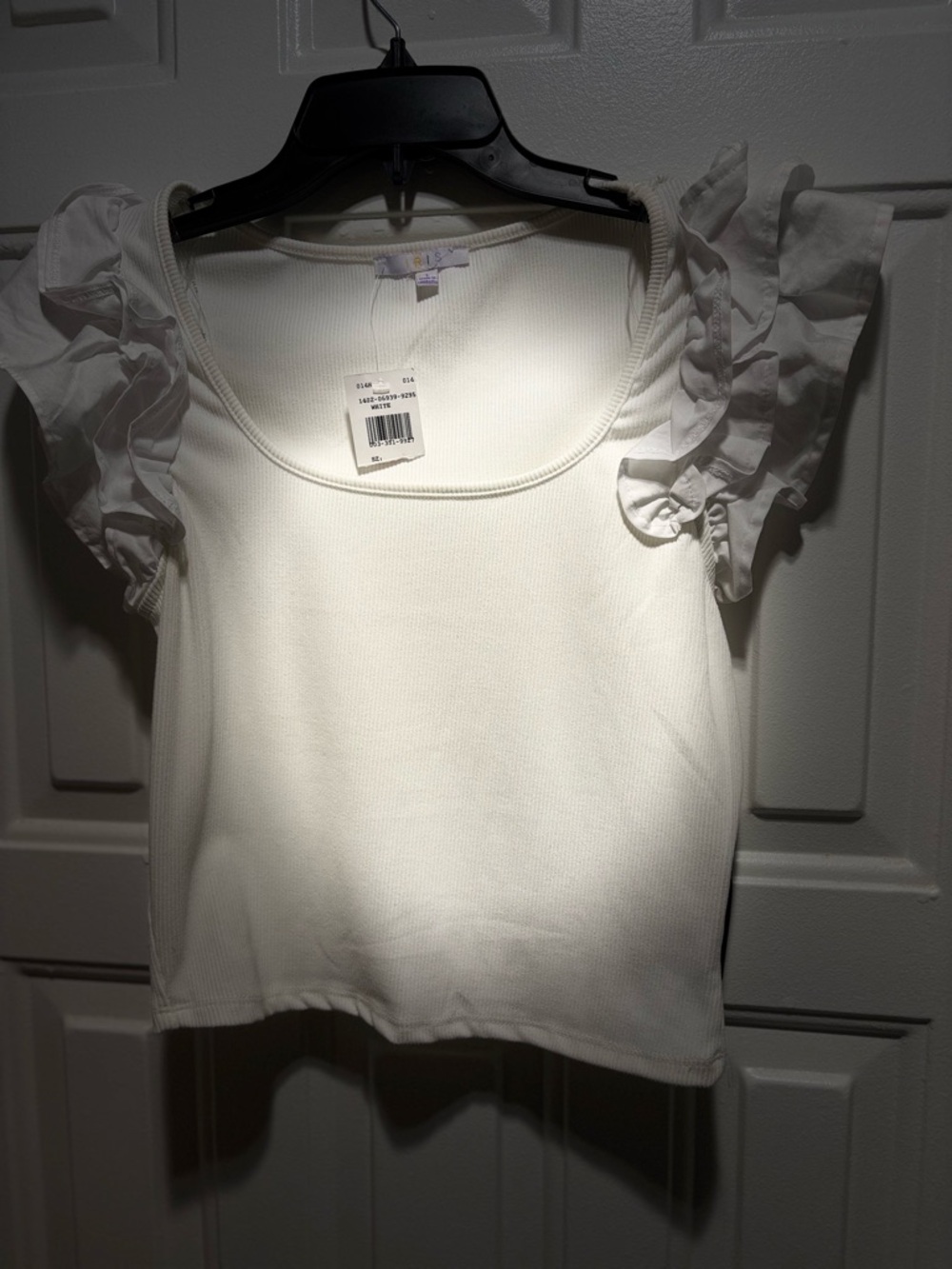 iris White Ruffle Sleeve Scoop Neck Tank - Picture 5 of 6